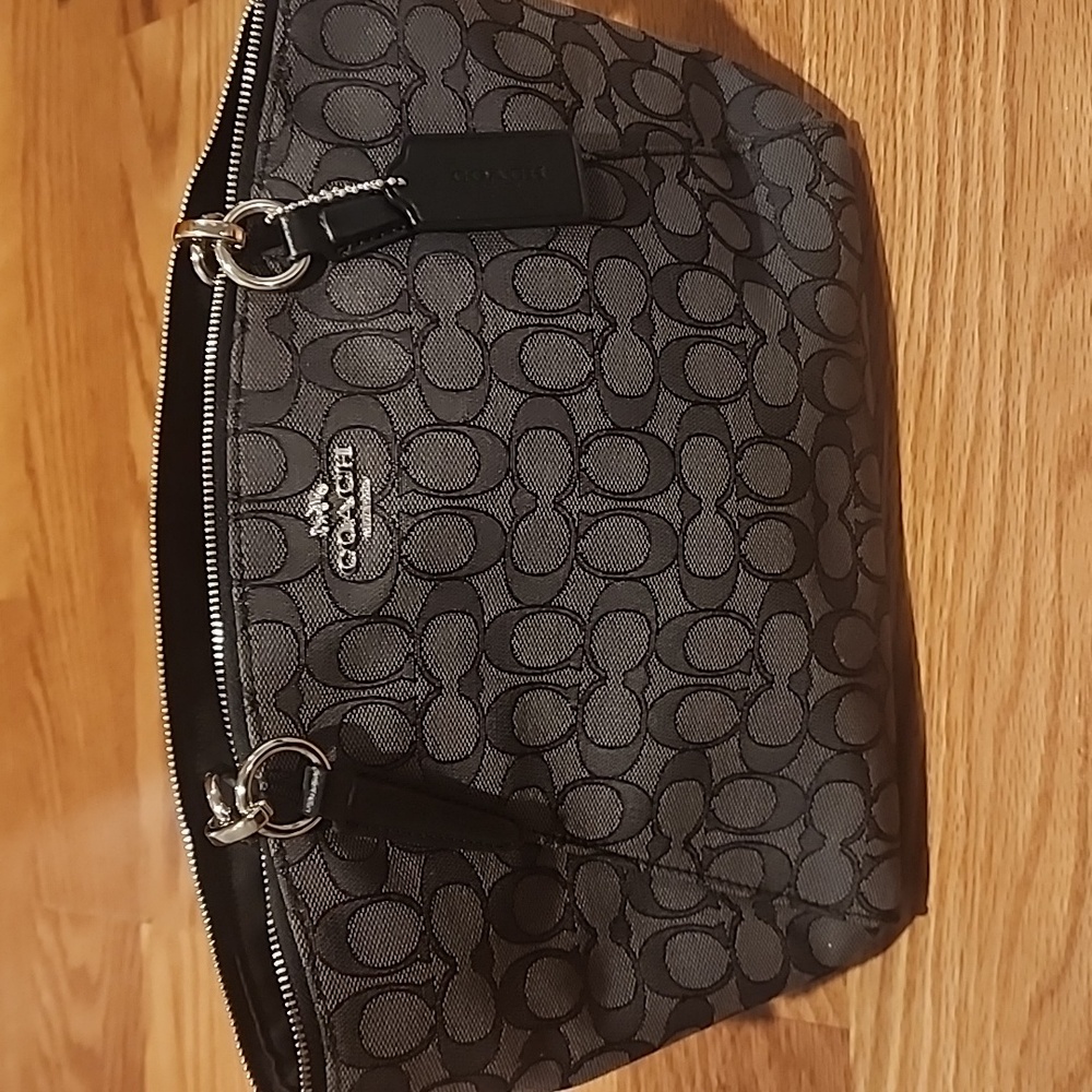 Coach Black and Gray Signature Handbag